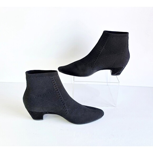 EILEEN FISHER Women's Black Purl Recycled Stretch Knit Sock Booties Sz 7.5 - Picture 7 of 13